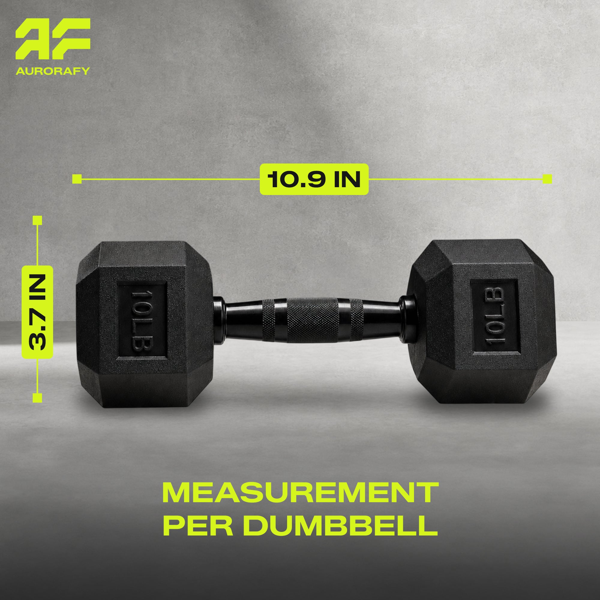 Aurorafy Hex Dumbells, Rubber Encased Strength Training Weight Set, 10 lb Pair