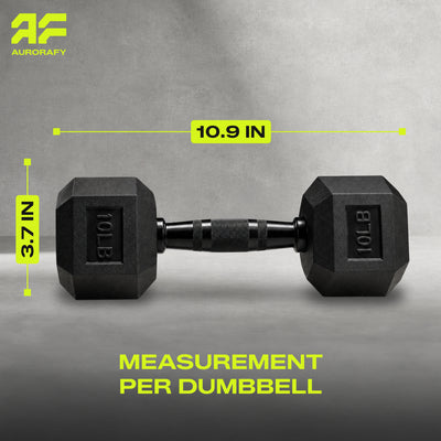 Aurorafy Hex Dumbells, Rubber Encased Strength Training Weight Set, 10 lb Pair