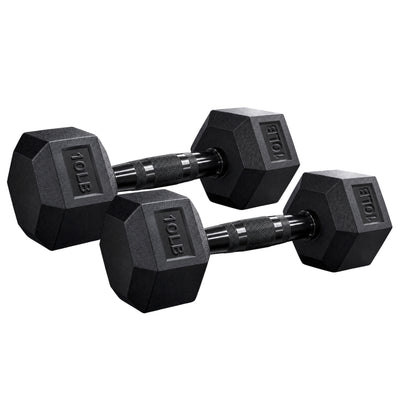 Aurorafy Hex Dumbells, Rubber Encased Strength Training Weight Set, 10 lb Pair