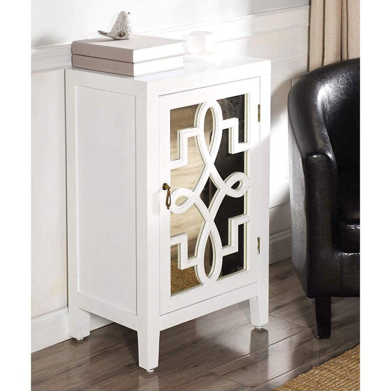 StyleCraft Home Collection Roxie Rose Contemporary 18" Wooden Nightstand, White