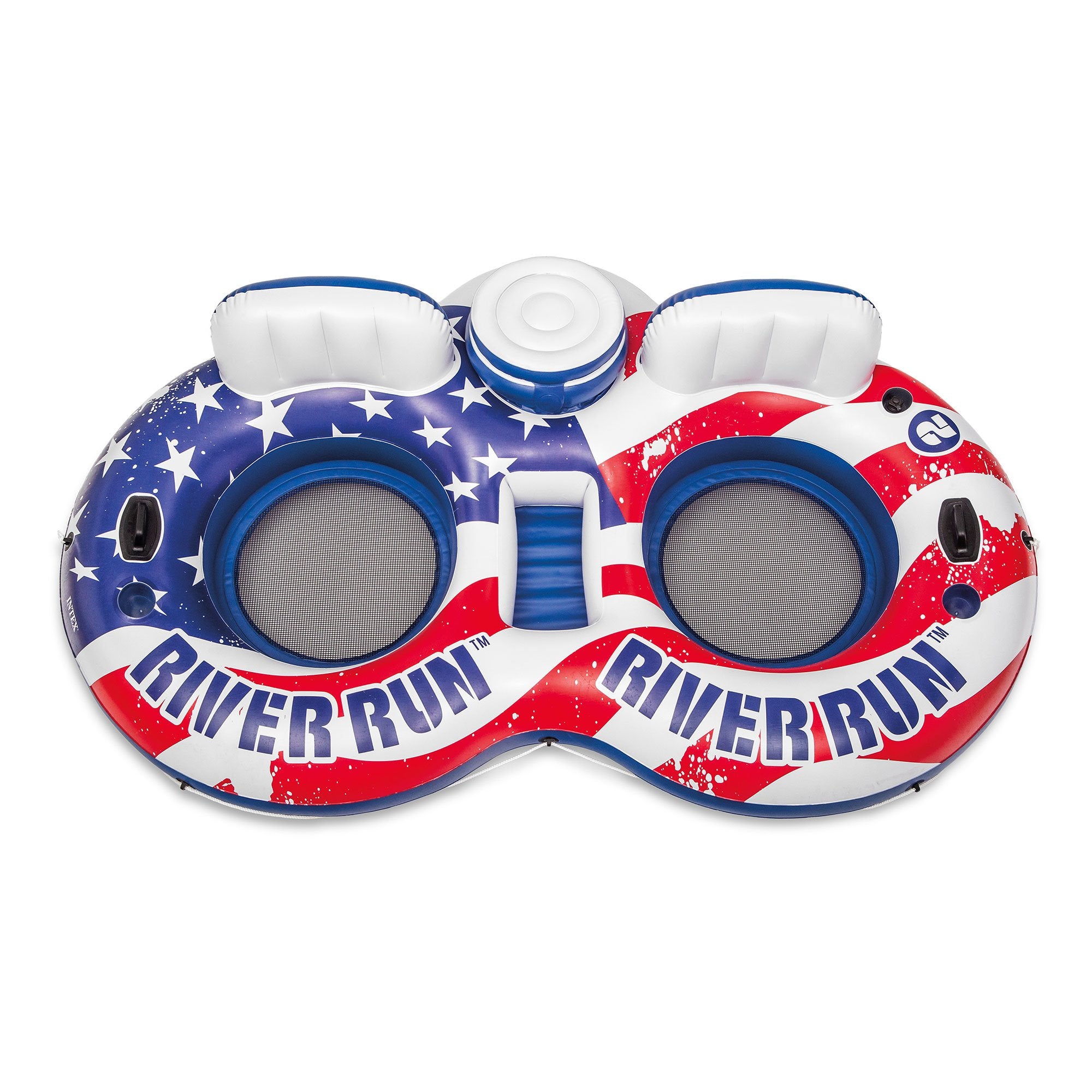 Intex American Flag Inflatable 2 Person Float w/ Cooler & Island Raft w/ Cooler