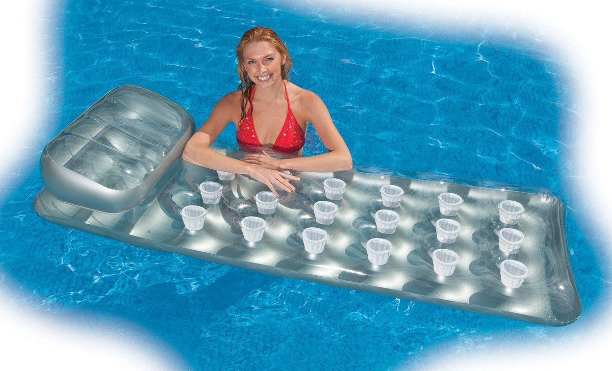 Intex French Mattress Float (2 Pack) and Pool Recliner with Cup Holders (2 Pack) - VMInnovations