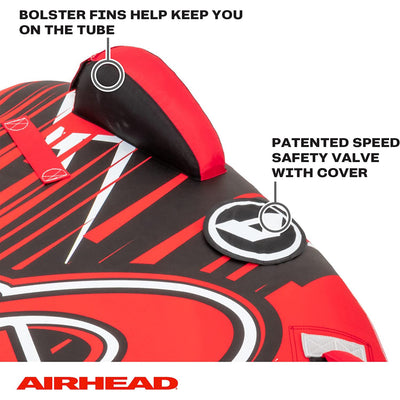 Airhead G-Force 3 Triple Rider Towable Inner Tube 1 to 3 Person Lake Raft, Red