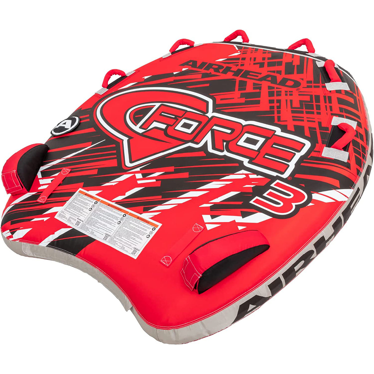 Airhead G-Force 3 Triple Rider Towable Inner Tube 1 to 3 Person Lake Raft, Red