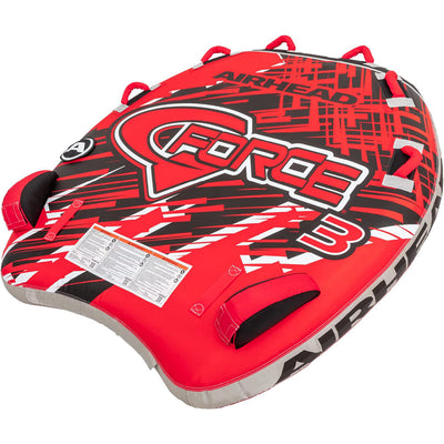 Airhead G-Force 3 Triple Rider Towable Inner Tube 1 to 3 Person Lake Raft, Red