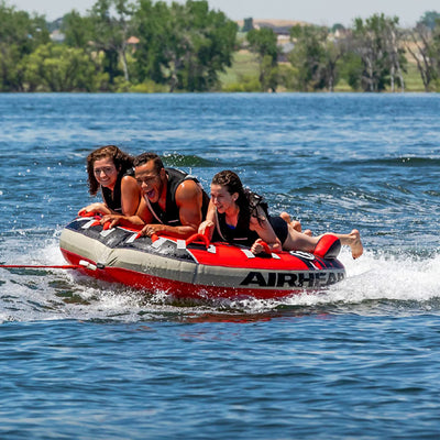 Airhead G-Force 3 Triple Rider Towable Inner Tube 1 to 3 Person Lake Raft, Red