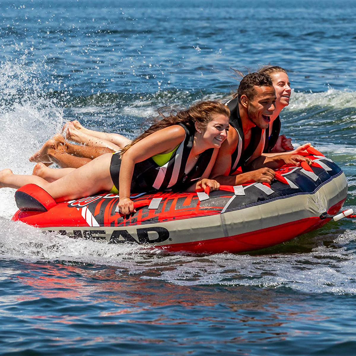 Airhead G-Force 3 Triple Rider Towable Inner Tube 1 to 3 Person Lake Raft, Red