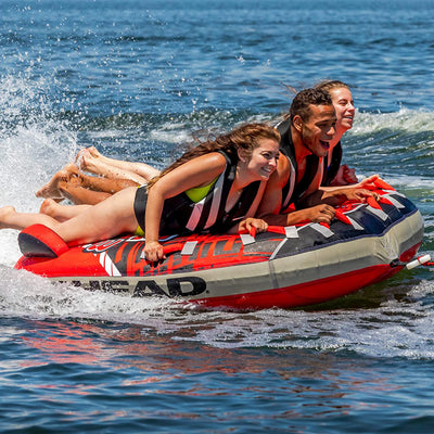 Airhead G-Force 3 Triple Rider Towable Inner Tube 1 to 3 Person Lake Raft, Red