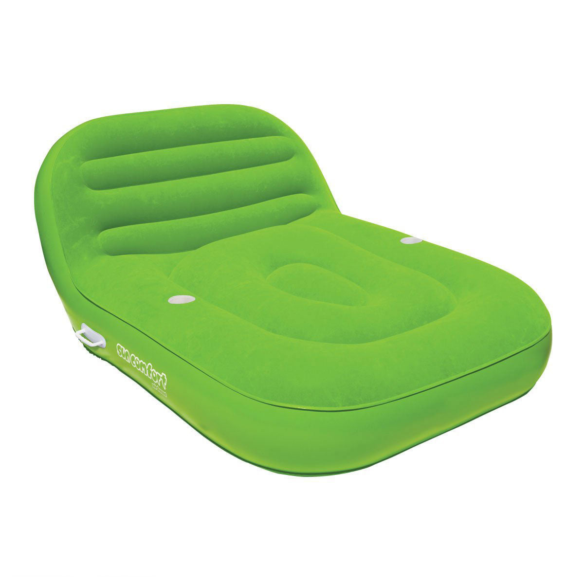 Airhead Sun Comfort Cool Suede Swimming Pool Double Chaise Lounge Float, Lime - VMInnovations