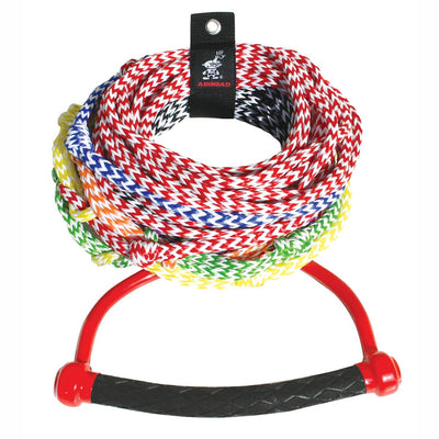Airhead 75' Long 8 Color Coded Section Water Skiing Training Rope w/ 13" Handle - VMInnovations