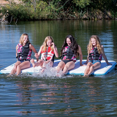 Airhead WaterMat 8 x 5 Ft Portable Inflatable Drop Stitch Deck Water Mat w/ Pump