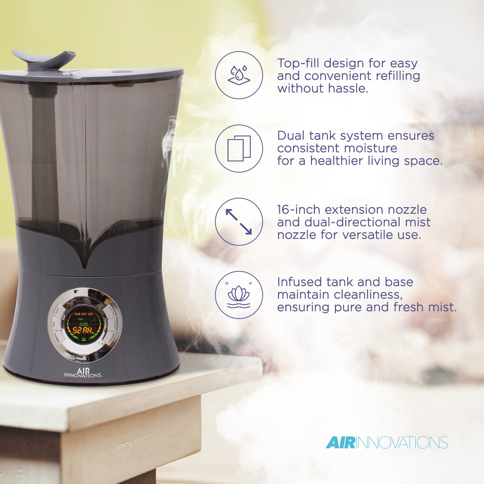 Air Innovations Ultrasonic Cool Mist Aromatherapy Digital Humidifier (Damaged) - VMInnovations