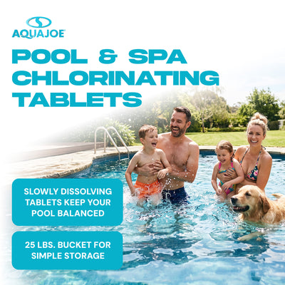 Aqua Joe Pool and Spa Chlorinating Tablets, 3-Inch, 90% Chlorine, 25 Lb Bucket - VMInnovations