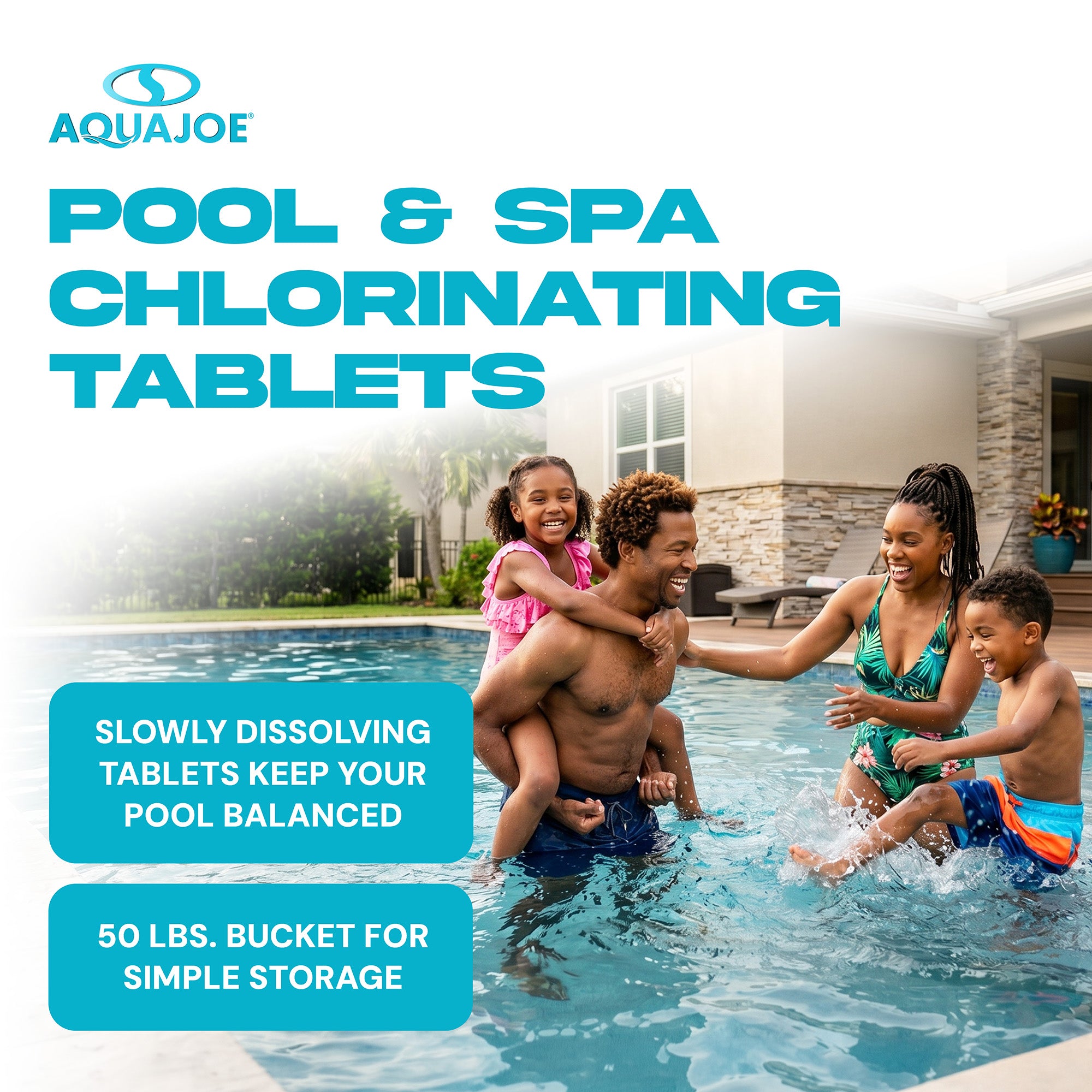 Aqua Joe Pool and Spa Chlorinating Tablets, 3-Inch, 90% Chlorine, 50 Lb Bucket - VMInnovations