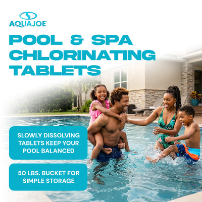 Aqua Joe Pool and Spa Chlorinating Tablets, 3-Inch, 90% Chlorine, 50 Lb Bucket - VMInnovations