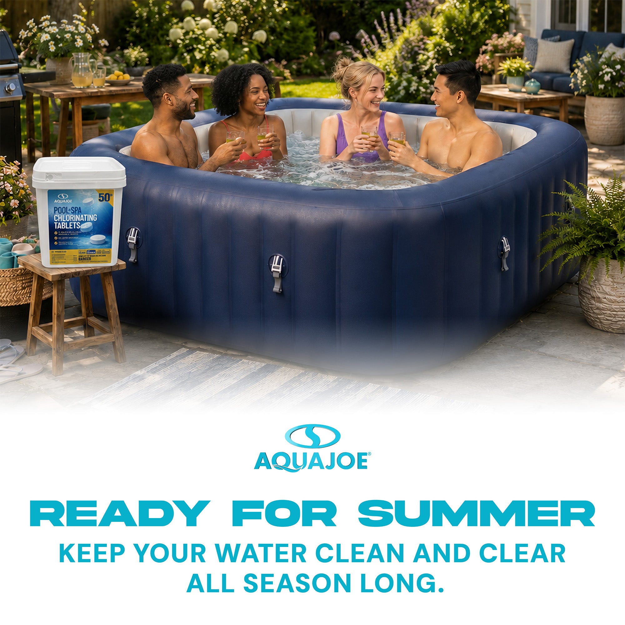Aqua Joe Pool and Spa Chlorinating Tablets, 3-Inch, 90% Chlorine, 50 Lb Bucket - VMInnovations
