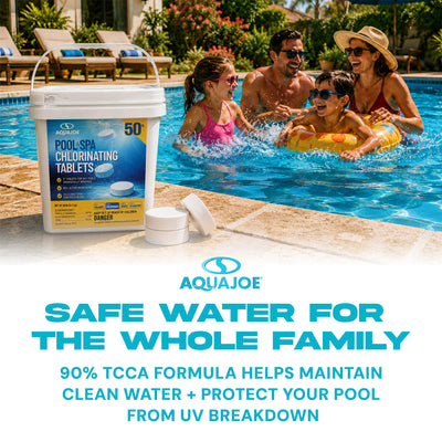 Aqua Joe Pool and Spa Chlorinating Tablets, 3-Inch, 90% Chlorine, 50 Lb Bucket - VMInnovations