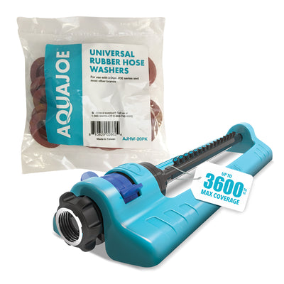 Aqua Joe 20 Pack Universal Rubber Garden Hose Washers and Oscillating Sprinkler