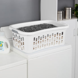 Sterilite HipHold Laundry Basket, 1.5 Bushel Plastic Hamper, White, 12 Pack