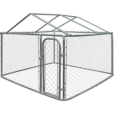 Aleko 7.5' x 13' x 6' DIY Chain Link Outdoor Pet Dog Playpen Kennel w/Roof Frame