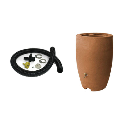 Algreen Gutter Downspout Diverter Kit + 50-Gallon Rain Water Collection Barrel