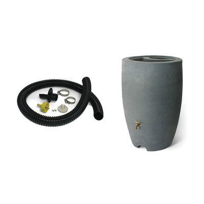 Algreen Gutter Downspout Diverter Kit + 50-Gallon Rain Water Collection Barrel