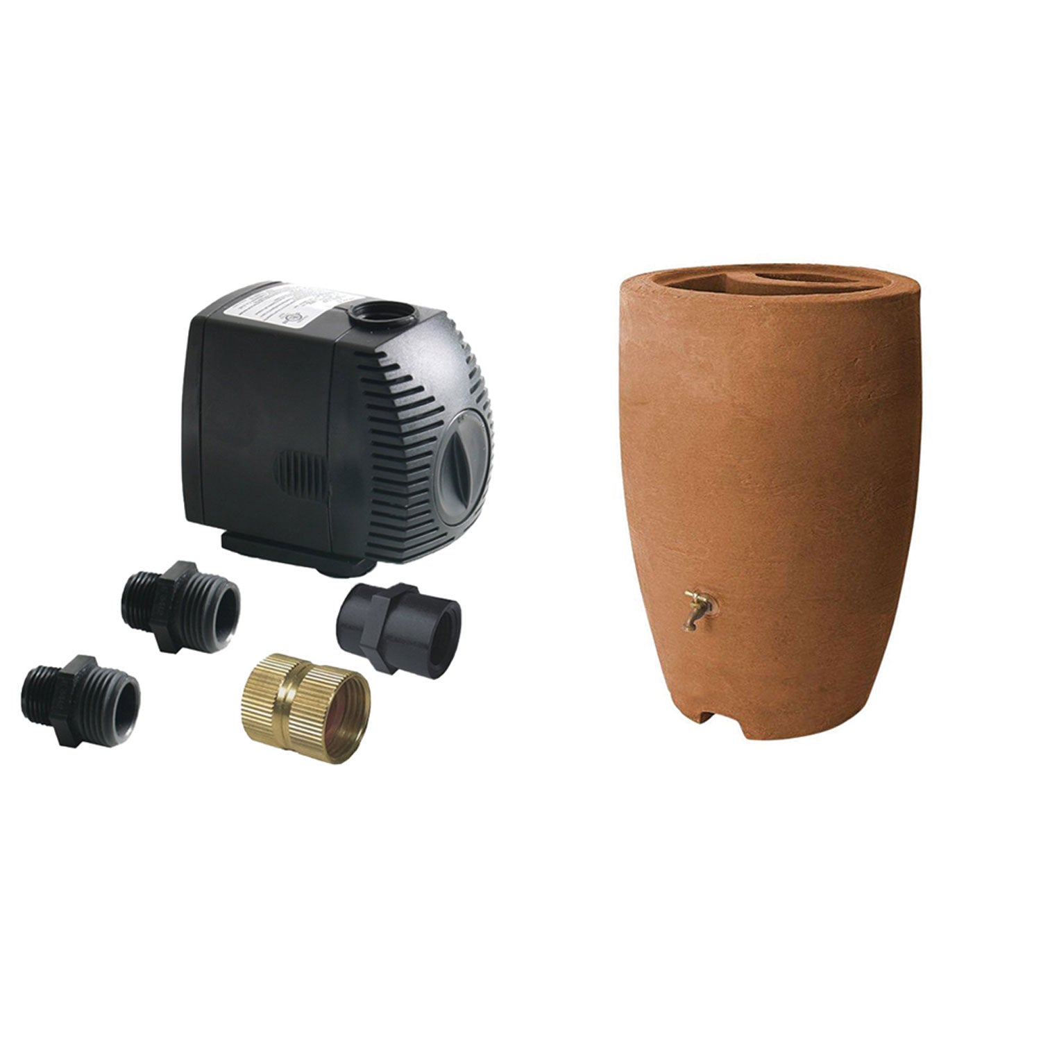 Algreen 500GPH Watering System Pump + 50 Gallon Rain Water Collection Barrel
