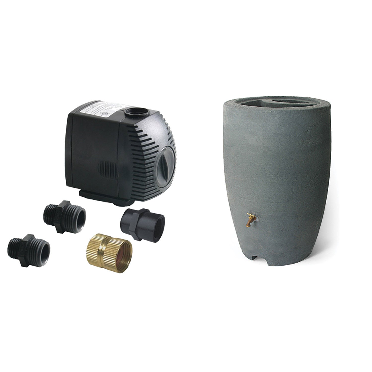 Algreen 500GPH Watering System Pump + 50 Gallon Rain Water Collection Barrel