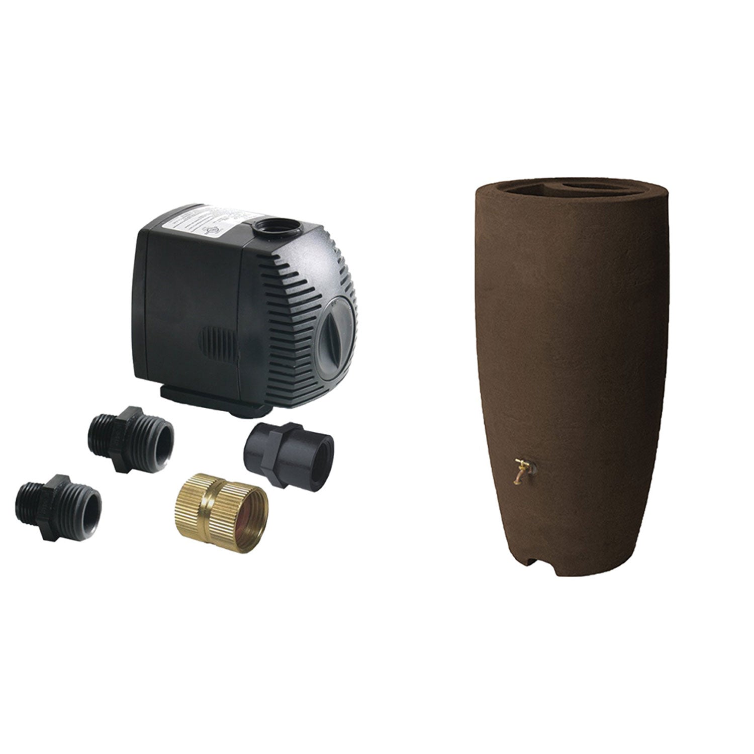 Algreen 500GPH Watering System Pump + 80 Gallon Rain Water Collection Barrel - VMInnovations