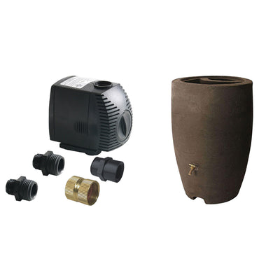 Algreen 500GPH Watering System Pump + 50 Gallon Rain Water Collection Barrel - VMInnovations