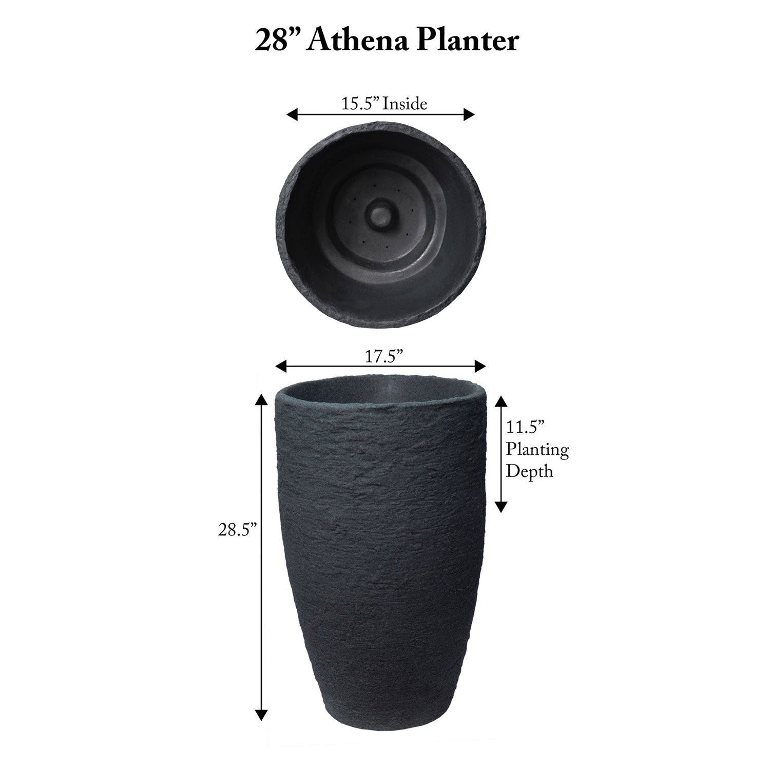 Algreen Products Athena 28.5" SelfWatering Flower Pot/Planter Charcoal(Open Box) - VMInnovations