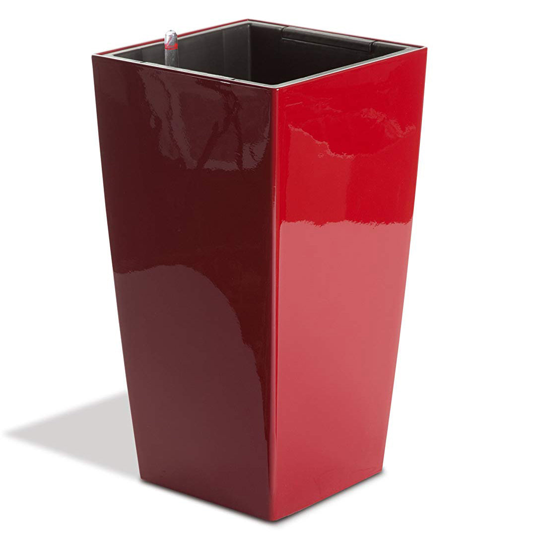 Algreen Modena 22" Inside/Outside Self-Watering Square Planter Pot w/Wheels, Red - VMInnovations