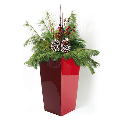 Algreen Modena 22" Inside/Outside Self-Watering Square Planter Pot w/Wheels, Red - VMInnovations