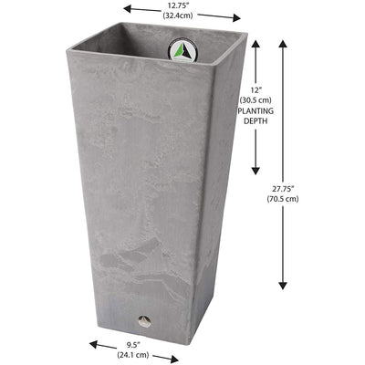 Algreen Valencia Square 13x13x28 Inch Flower Garden Plant Pot Planter, Gray