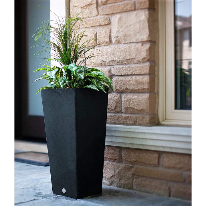 Algreen Valencia All-Natural 31" Inside/Outside Square Planter Pot, Matte Black