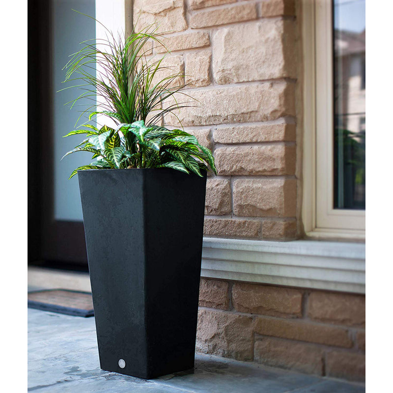 Algreen Valencia 31" Inside/Outside Square Planter Pot, Matte Black (Open Box)