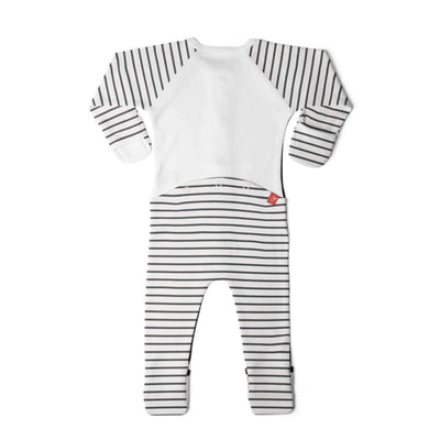 Goumikids 0-3M Unisex Baby Footie Pajamas w/ Booties (2 Pairs), Stripe/Midnight - VMInnovations