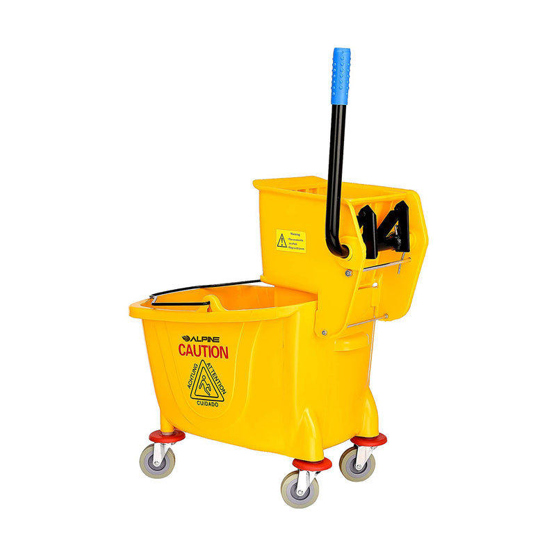 Alpine Industries 36 Quart Mop Bucket with Wringer & Wheels, Yellow (For Parts)