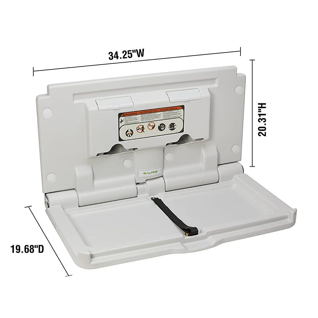 Alpine Industries Wall Mounted Fold Down Baby Diaper Changing Station, White - VMInnovations