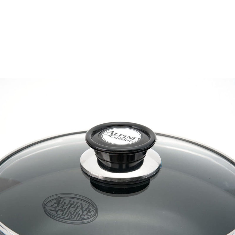 Alpine Cuisine 8 Qt Aluminum Pot with Tempered Glass Lid, Black (Open Box)