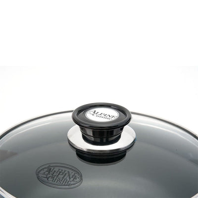 Alpine Cuisine 8 Qt Aluminum Non-Stick Pot with Tempered Glass Lid, Black (Used)