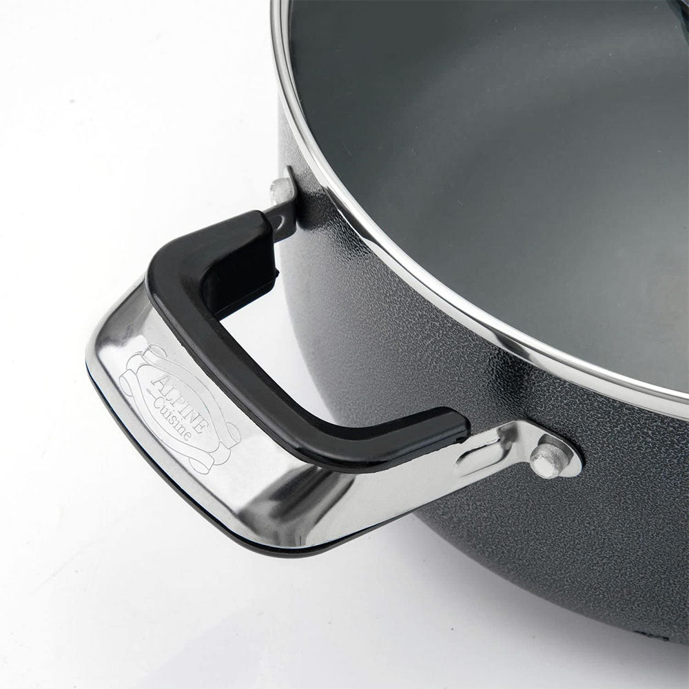 Alpine Cuisine 5 Quart Aluminum Non-Stick Dutch Oven Pot with Lid, Black (Used)