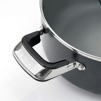 Alpine Cuisine 22 Qt Aluminum Dutch Oven Pot with Glass Lid, Black (Open Box)
