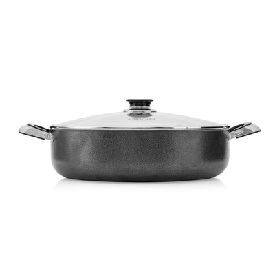Alpine Cuisine 10 Quart Aluminum Pot with Tempered Glass Lid, Black (Open Box)