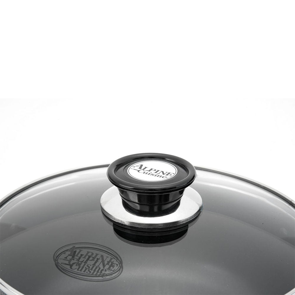 Alpine Cuisine 10 Quart Aluminum Pot with Tempered Glass Lid, Black (Open Box)