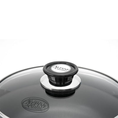 Alpine Cuisine 10 Quart Aluminum Pot with Tempered Glass Lid, Black (Open Box)