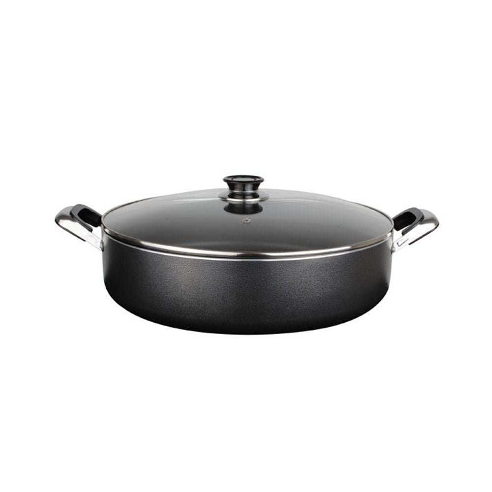 Alpine Cuisine 10 Quart Aluminum Pot with Tempered Glass Lid, Black (Open Box)