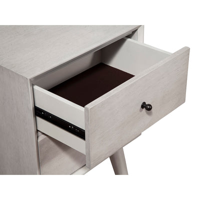 Alpine Furniture Flynn Mid Century 2 Drawer Wood Nightstand, Gray (Open Box)
