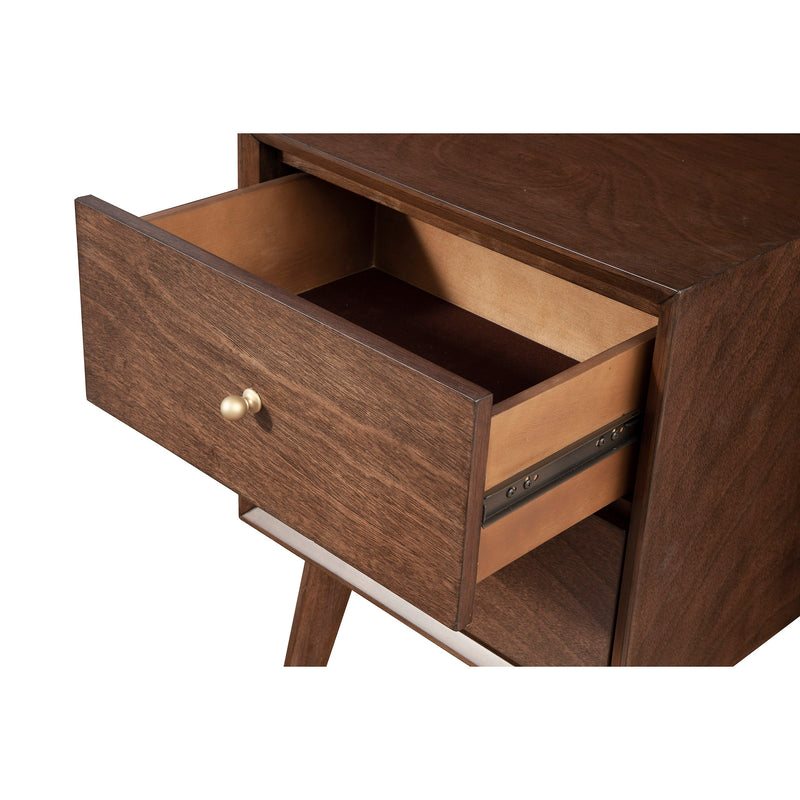 Alpine Furniture Flynn Modern 2 Drawer Wood Chest Nightstand, Walnut (Used)