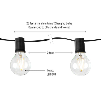 Brightech Pro Solar Power LED Edison Bulb String Lights, 27 Ft (For Parts)